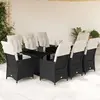 Image de vidaXL Ensemble à manger de jardin 9pcs coussins noir résine tressée