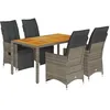 Image de vidaXL Ensemble de Bistro de Jardin 5 pcs Coussins Gris Poly rotin, Ensemble de Bistro de Jardin, Ensemble Balcon, Ensemble Meubles d'extérieur