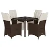 Image de vidaXL Ensemble de Bistro de Jardin 5 pcs Coussins Marron Poly rotin, Ensemble de Bistro de Jardin, Ensemble Balcon, Ensemble Meubles d'extérieur