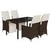 Image de vidaXL Ensemble de Bistro de Jardin 5 pcs Coussins Marron Poly rotin, Ensemble de Bistro de Jardin, Ensemble Balcon, Ensemble Meubles d'extérieur