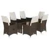 Image de vidaXL Ensemble de Bistro de Jardin 7 pcs Coussins Marron Poly rotin, Ensemble de Bistro de Jardin, Ensemble de Balcon, Ensemble de Meubles d'extérieur