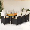 Image de vidaXL Ensemble de bistro de jardin 9 pcs coussins noir poly rotin