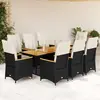 Image de vidaXL Ensemble de bistro de jardin 9 pcs coussins noir poly rotin