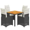 Image de vidaXL Ensemble de Bistro de Jardin 5 pcs Coussins Noir Poly rotin