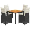 Image de vidaXL Ensemble de Bistro de Jardin 5 pcs Coussins Noir Poly rotin