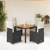 Image de vidaXL Ensemble de bistro de jardin 5 pcs coussins noir poly rotin