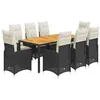 Image de vidaXL Ensemble de Bistro de Jardin 9 pcs Coussins Noir Poly rotin