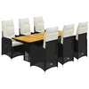 Image de vidaXL Ensemble de Bistro de Jardin 7 pcs Coussins Noir Poly rotin