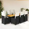 Image de vidaXL Ensemble de bistro de jardin 9 pcs coussins noir poly rotin