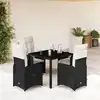 Image de vidaXL Ensemble de bistro de jardin 5 pcs coussins noir poly rotin