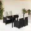 Image de vidaXL Ensemble de bistro de jardin 5 pcs coussins noir poly rotin