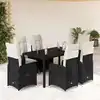 Image de vidaXL Ensemble de bistro de jardin 7 pcs coussins noir poly rotin