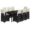 Image de vidaXL Ensemble de Bistro de Jardin 9 pcs Coussins Noir Poly rotin