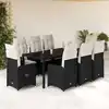 Image de vidaXL Ensemble de bistro de jardin 9 pcs coussins noir poly rotin