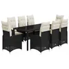 Image de vidaXL Ensemble de Bistro de Jardin 9 pcs Coussins Noir Poly rotin