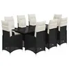 Image de vidaXL Ensemble de Bistro de Jardin 9 pcs Coussins Noir Poly rotin