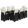 Image de vidaXL Ensemble de Bistro de Jardin 9 pcs Coussins Noir Poly rotin