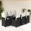 Image de vidaXL Ensemble de bistro de jardin 9 pcs coussins noir poly rotin