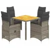 Image de vidaXL Ensemble de Bistro de Jardin 5 pcs Coussins Gris Poly rotin