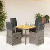 Image de vidaXL Ensemble de bistro de jardin 5 pcs coussins gris poly rotin