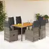 Image de vidaXL Ensemble de bistro de jardin 7 pcs coussins gris poly rotin