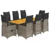 Image de vidaXL Ensemble de Bistro de Jardin 9 pcs Coussins Gris Poly rotin