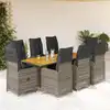Image de vidaXL Ensemble de bistro de jardin 9 pcs coussins gris poly rotin