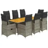 Image de vidaXL Ensemble de Bistro de Jardin 9 pcs Coussins Gris Poly rotin