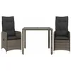Image de vidaXL Ensemble de Bistro de Jardin 3 pcs Coussins Gris Poly rotin