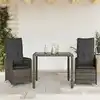 Image de vidaXL Ensemble de bistro de jardin 3 pcs coussins gris poly rotin