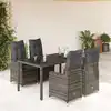 Image de vidaXL Ensemble de bistro de jardin 5 pcs coussins gris poly rotin