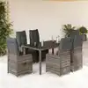 Image de vidaXL Ensemble de bistro de jardin 5 pcs coussins gris poly rotin