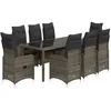 Image de vidaXL Ensemble de Bistro de Jardin 9 pcs Coussins Gris Poly rotin