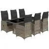 Image de vidaXL Ensemble de Bistro de Jardin 7 pcs Coussins Gris Poly rotin