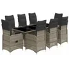 Image de vidaXL Ensemble de Bistro de Jardin 9 pcs Coussins Gris Poly rotin