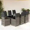Image de vidaXL Ensemble de bistro de jardin 9 pcs coussins gris poly rotin