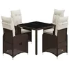 Image de vidaXL Ensemble de Bistro de Jardin 5 pcs Coussins Marron Poly rotin