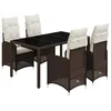 Image de vidaXL Ensemble de Bistro de Jardin 5 pcs Coussins Marron Poly rotin