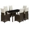 Image de vidaXL Ensemble de Bistro de Jardin 7 pcs Coussins Marron Poly rotin