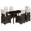 Image de vidaXL Ensemble de Bistro de Jardin 7 pcs Coussins Marron Poly rotin