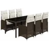 Image de vidaXL Ensemble de Bistro de Jardin 7 pcs Coussins Marron Poly rotin