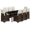 Image de vidaXL Ensemble de Bistro de Jardin 9 pcs Coussins Marron Poly rotin