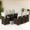Image de vidaXL Ensemble de bistro de jardin 9 pcs coussins marron poly rotin