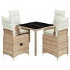Image de vidaXL Ensemble de Bistro de Jardin 5 pcs Coussins Beige Poly rotin