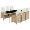 Image de vidaXL Ensemble de Bistro de Jardin 7 pcs Coussins Beige Poly rotin