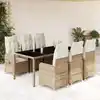 Image de vidaXL Ensemble de bistro de jardin 7 pcs coussins beige poly rotin