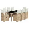 Image de vidaXL Ensemble de Bistro de Jardin 9 pcs Coussins Beige Poly rotin
