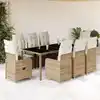 Image de vidaXL Ensemble de bistro de jardin 9 pcs coussins beige poly rotin