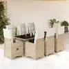 Image de vidaXL Ensemble de bistro de jardin 9 pcs coussins beige poly rotin
