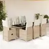 Image de vidaXL Ensemble de bistro de jardin 9 pcs coussins beige poly rotin